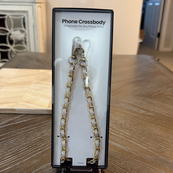 NIB Universal Phone/CrossbodyCrossbody Chain - Gold & White Ribbon